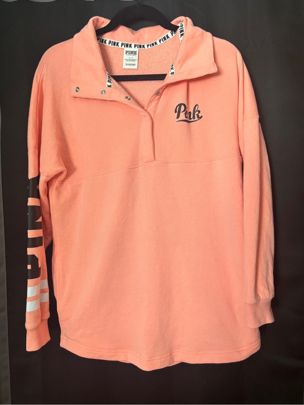 PINK Victoria's Secret Peach Pullover Hoodie with Sleeve Logo